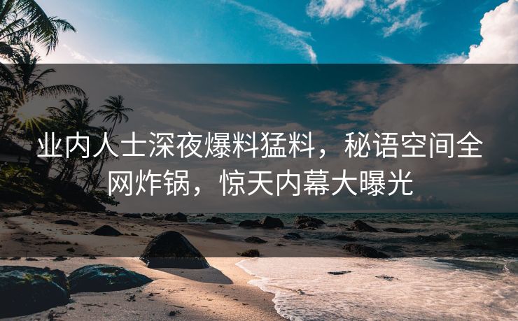 业内人士深夜爆料猛料，秘语空间全网炸锅，惊天内幕大曝光