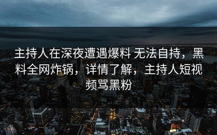 主持人在深夜遭遇爆料 无法自持，黑料全网炸锅，详情了解，主持人短视频骂黑粉