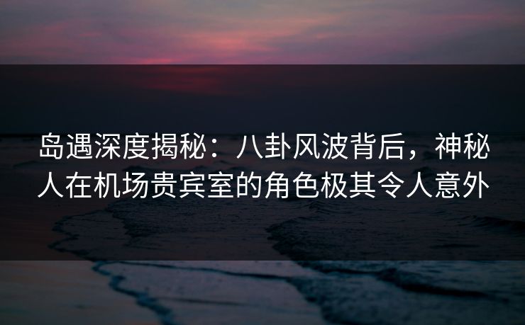 岛遇深度揭秘：八卦风波背后，神秘人在机场贵宾室的角色极其令人意外