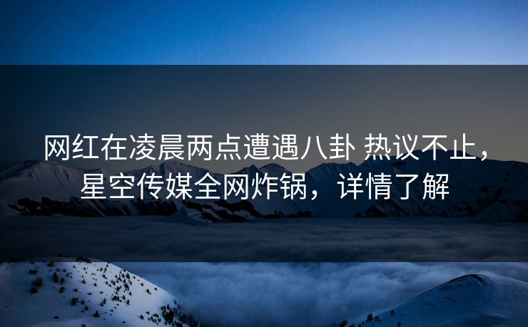 网红在凌晨两点遭遇八卦 热议不止，星空传媒全网炸锅，详情了解